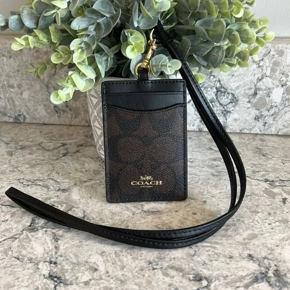 Coach Signature Black and Brown ID/Card Holder - Picture 2 of 6